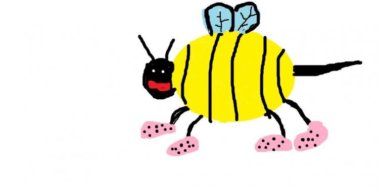 A fashionable bee drawn by